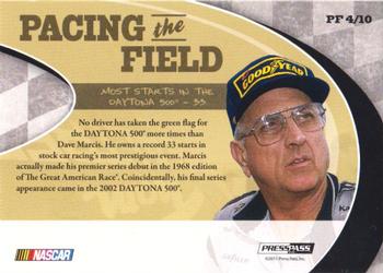 2011 Press Pass Legends - Pacing The Field Holofoil #PF4 Dave Marcis Back
