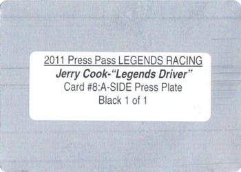 2011 Press Pass Legends - Press Plates Black #8 Jerry Cook Back