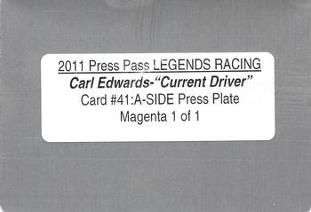 2011 Press Pass Legends - Press Plates Magenta #41 Carl Edwards Back