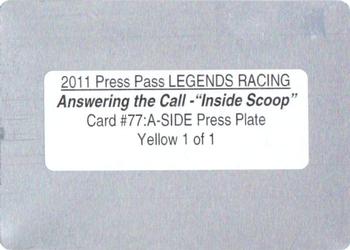 2011 Press Pass Legends - Press Plates Yellow #77 Ralph Earnhardt Back