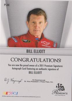 2011 Press Pass Premium - Signatures #PS-BE Bill Elliott Back