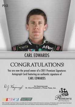 2011 Press Pass Premium - Signatures #PS-CE Carl Edwards Back