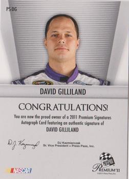 2011 Press Pass Premium - Signatures #PS-DG David Gilliland Back