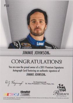 2011 Press Pass Premium - Signatures #PS-JJ Jimmie Johnson Back