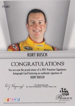 2011 Press Pass Premium - Signatures #PS-KB1 Kurt Busch Back