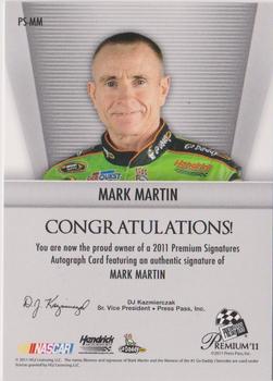2011 Press Pass Premium - Signatures #PS-MM Mark Martin Back