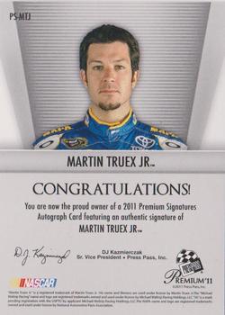 2011 Press Pass Premium - Signatures #PS-MTJ Martin Truex Jr. Back