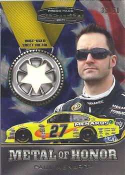 2011 Press Pass Stealth - Metal of Honor- Gold Medal #MH-PM Paul Menard Front
