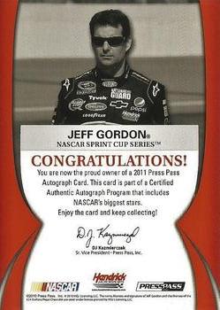 2011 Press Pass - Autographs Gold #NNO Jeff Gordon Back