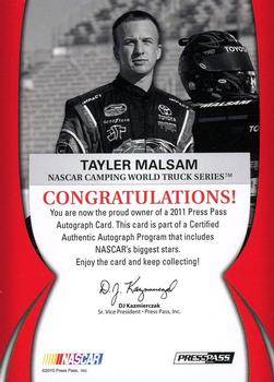 2011 Press Pass - Autographs Silver #NNO Tayler Malsam Back