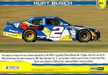 2011 Press Pass - Blue Holofoil #61 Kurt Busch's Car Back