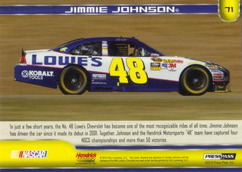 2011 Press Pass - Blue Holofoil #71 Jimmie Johnson's Car Back