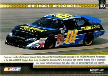 2011 Press Pass - Blue Holofoil #101 Michael McDowell's Car Back