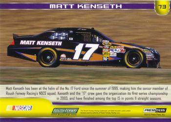 2011 Press Pass - Blue #73 Matt Kenseth's Car Back