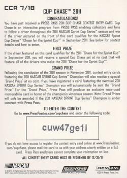 2011 Press Pass - Cup Chase #CCR 7 Greg Biffle Back