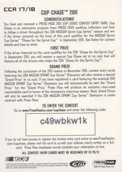 2011 Press Pass - Cup Chase #CCR 17 Kasey Kahne Back