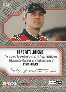 2011 Press Pass - Signings Brushed Metal #PPS-KH Kevin Harvick Back