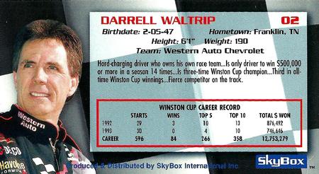 1994 SkyBox #02 Darrell Waltrip's Car Back