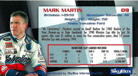 1994 SkyBox #09 Mark Martin's Car Back
