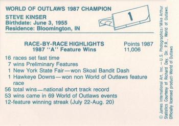 1987 World of Outlaws #1 Steve Kinser Back