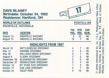 1987 World of Outlaws #17 Dave Blaney Back
