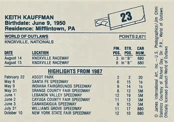 1987 World of Outlaws #23 Keith Kauffman Back