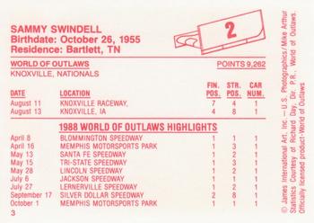 1988 World of Outlaws #2 Sammy Swindell Back