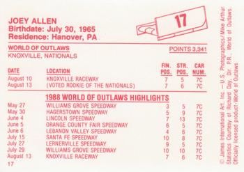 1988 World of Outlaws #17 Joey Allen Back