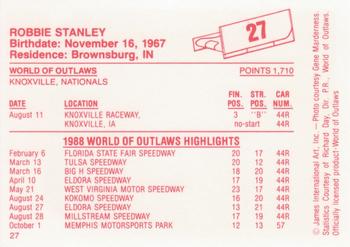 1988 World of Outlaws #27 Robbie Stanley Back