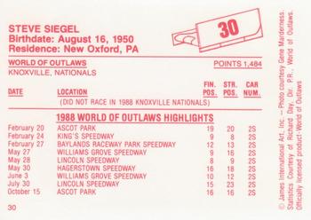 1988 World of Outlaws #30 Steve Siegel Back