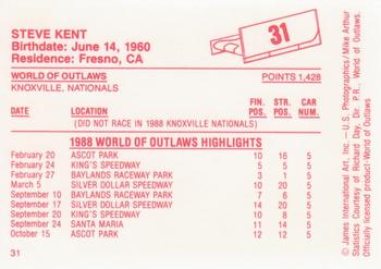 1988 World of Outlaws #31 Steve Kent Back