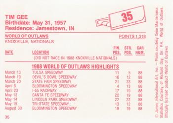 1988 World of Outlaws #35 Tim Gee Back