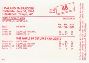 1988 World of Outlaws #48 Lealand McSpadden Back