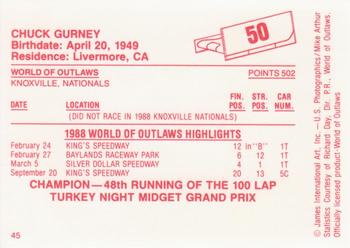 1988 World of Outlaws #50 Chuck Gurney Back