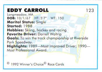 1992 Winner's Choice Busch #123 Eddy Carroll Jr. Back