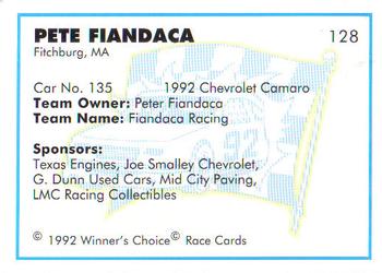 1992 Winner's Choice Busch #128 Pete Fiandaca's Car Back
