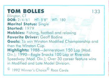 1992 Winner's Choice Busch #133 Tom Bolles Back