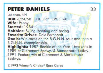 1992 Winner's Choice Busch #33 Peter Daniels Back