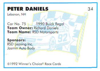 1992 Winner's Choice Busch #34 Peter Daniels' Car Back