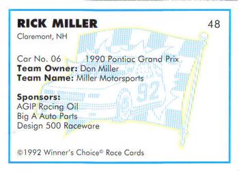 1992 Winner's Choice Busch #48 Rick Miller's Car Back