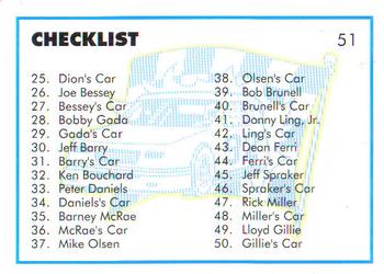 1992 Winner's Choice Busch #51 Checklist Card Back