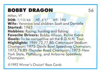 1992 Winner's Choice Busch #56 Bobby Dragon Back