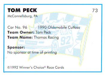 1992 Winner's Choice Busch #73 Tom Peck's Car Back