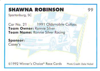 1992 Winner's Choice Busch #99 Shawna Robinson's Car Back