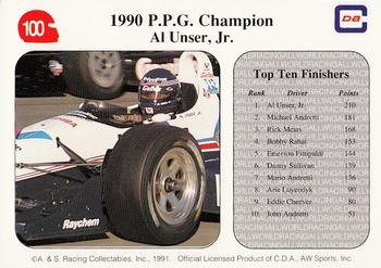 1991 All World #100 1990 P.P.G. Champion Al Unser, Jr. Back
