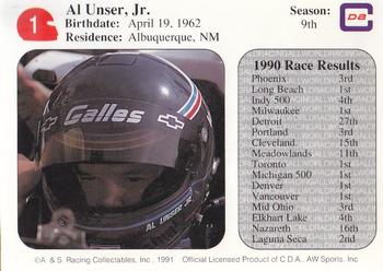 1991 All World #1 Al Unser Jr. Back