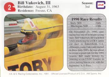 1991 All World #2 In Memory of Bill Vukovich, III Back