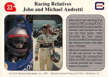 1991 All World #33 Racing Relatives - The Andrettis John and Michael Back
