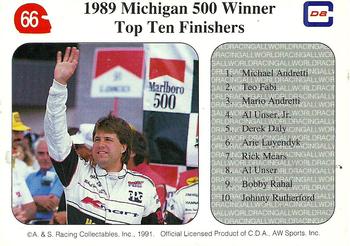 1991 All World #66 '89 Michigan 500 Winner Michael Andretti Back