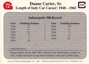 1991 All World #72 All Time Great - Duane Carter, Sr. Back